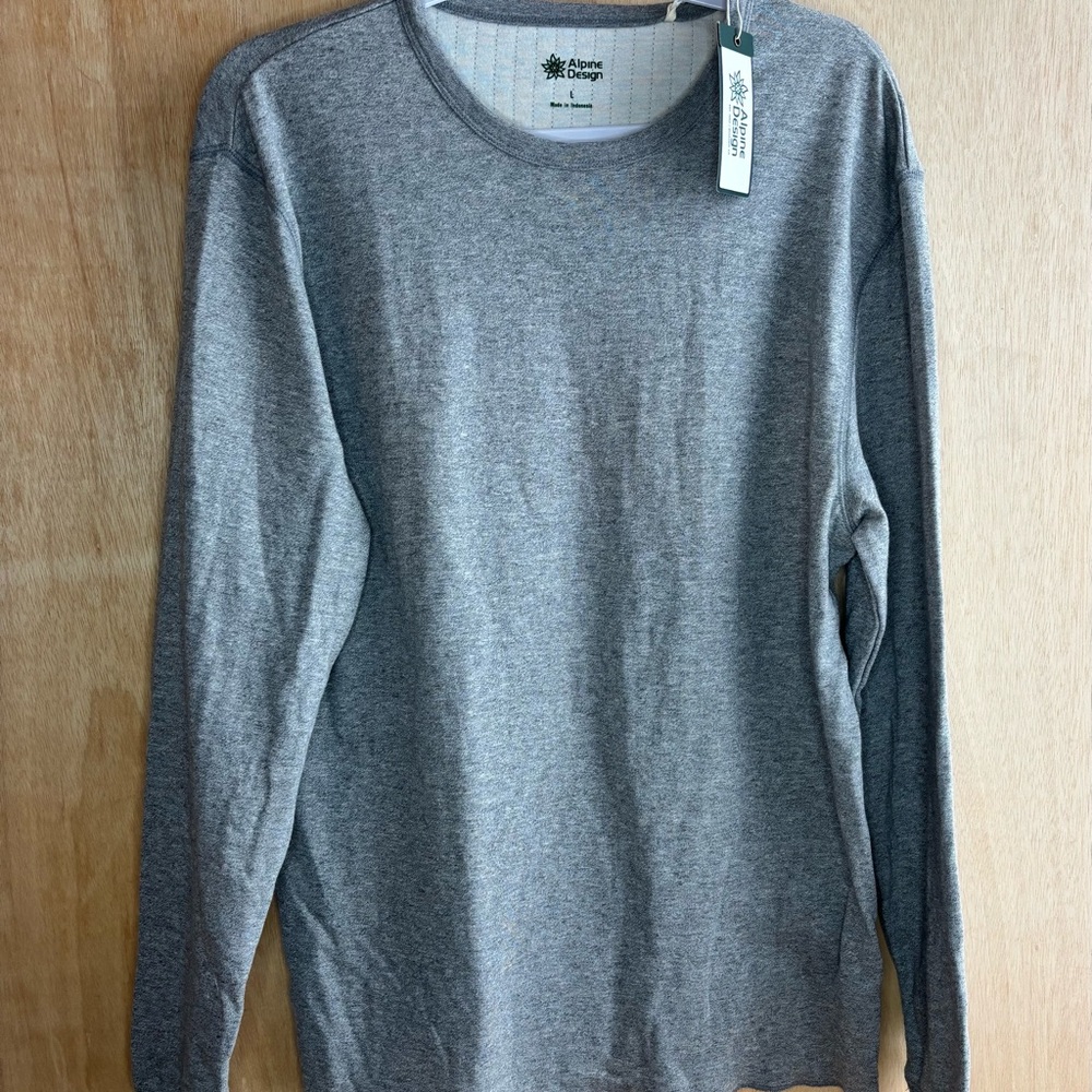 Alpine Design Gray Long Sleeve Crewneck Shirt NWT Large